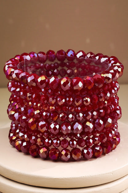 Glass Crystal 9 Piece Bracelet Stack
