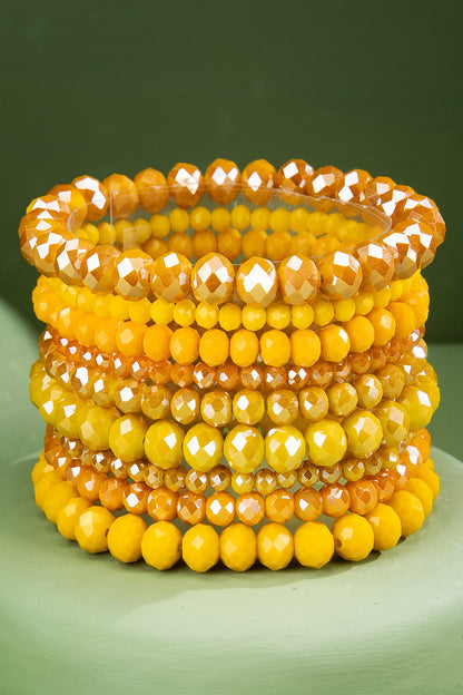 Glass Crystal 9 Piece Bracelet Stack