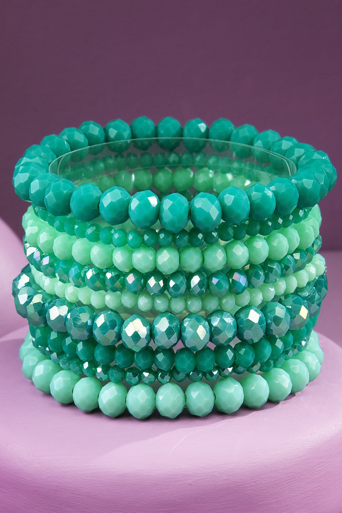 Glass Crystal 9 Piece Bracelet Stack