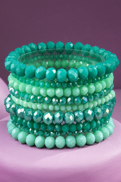 Glass Crystal 9 Piece Bracelet Stack
