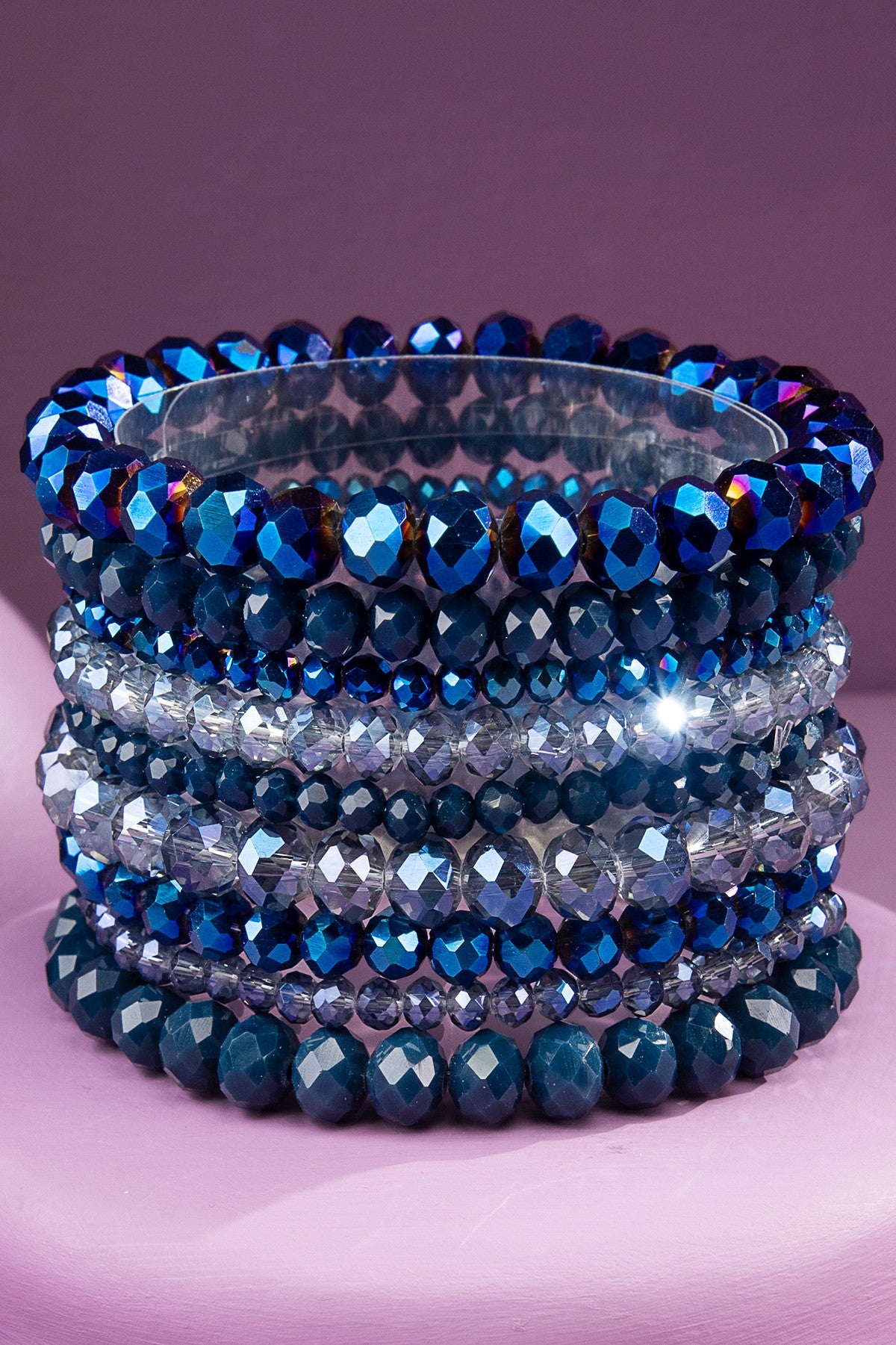 Glass Crystal 9 Piece Bracelet Stack