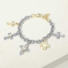 DY Inspired Cross Charm Bracelet