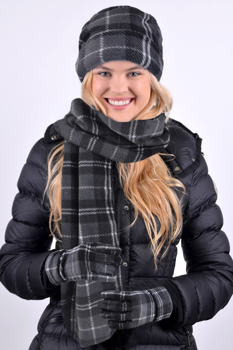Three Piece Print Hat, Glove and Scarf Set