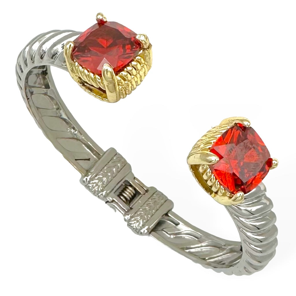 DY Inspired Red Large Stone Cuff Bracelet