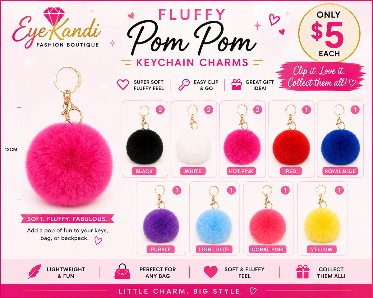 Pom Pom Soft Fluffy Purse Charm