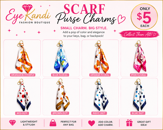 Designer Inspired Polk Dot Purse Charm Scarves