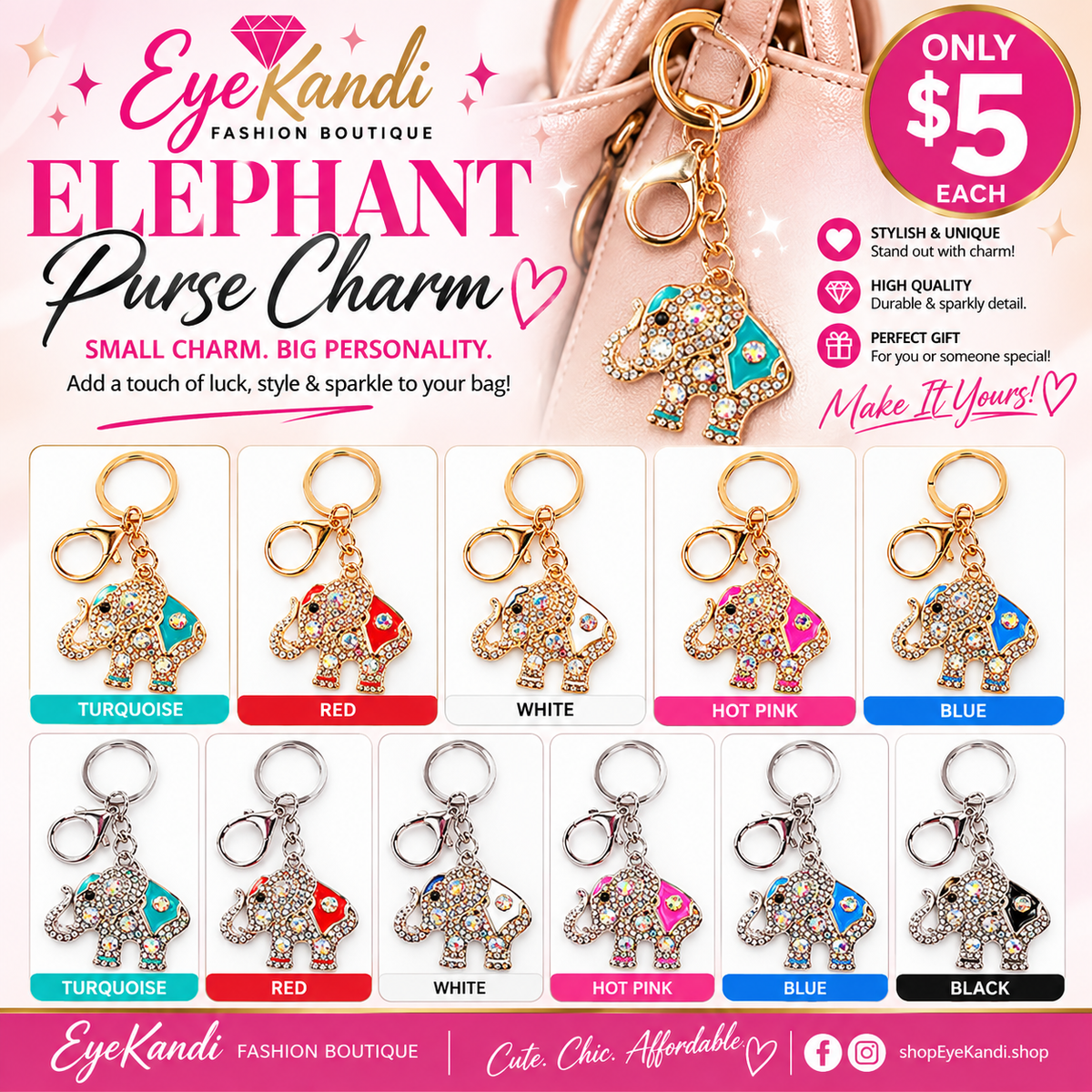 Bling Elephant Key Chains