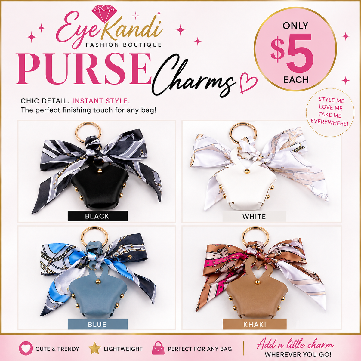 Designer Inspired Gold Accent Handbag Purse Charm