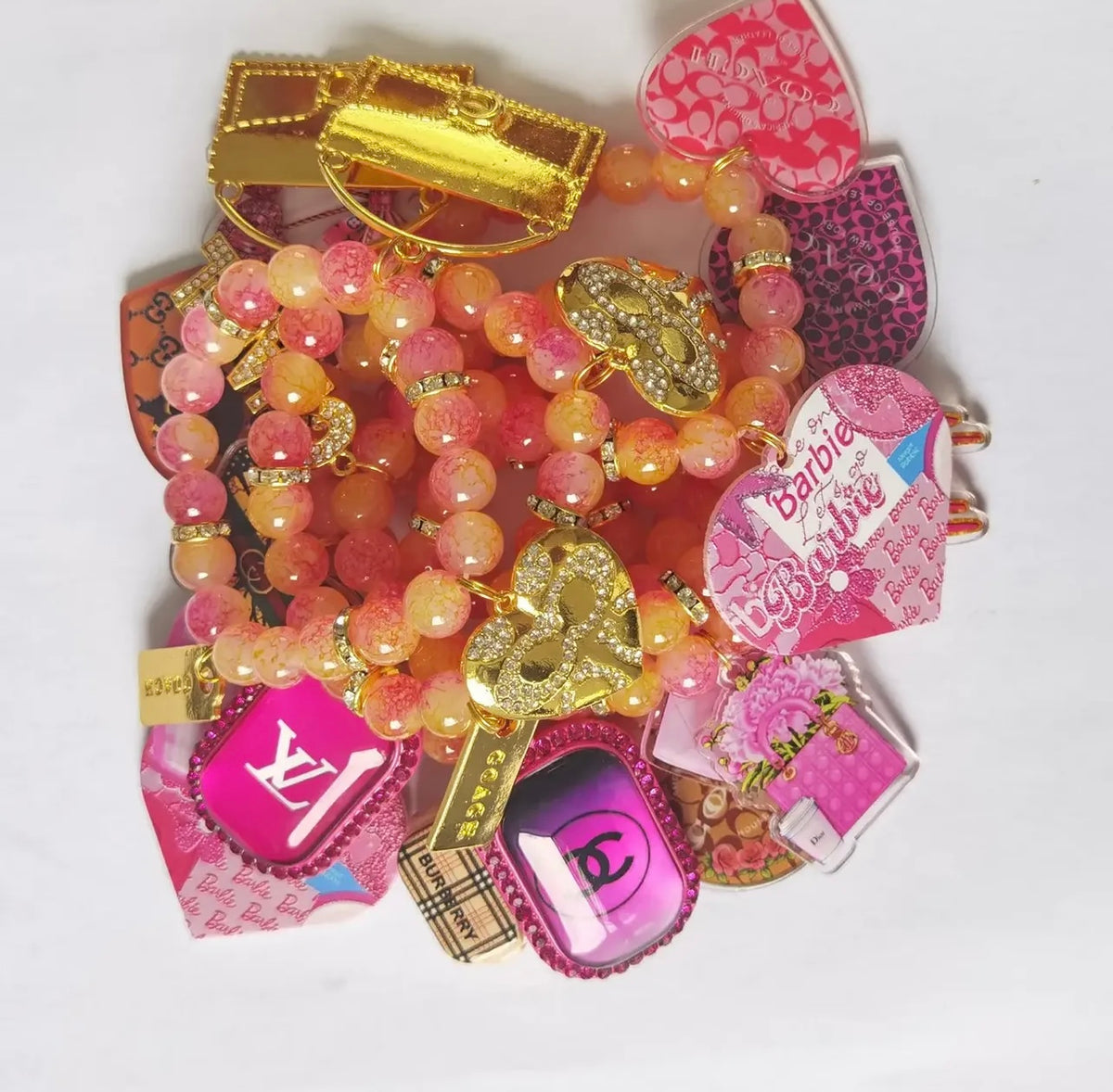 Designer Inspired Three Piece Lemonade Mix Charm Bracelet Set