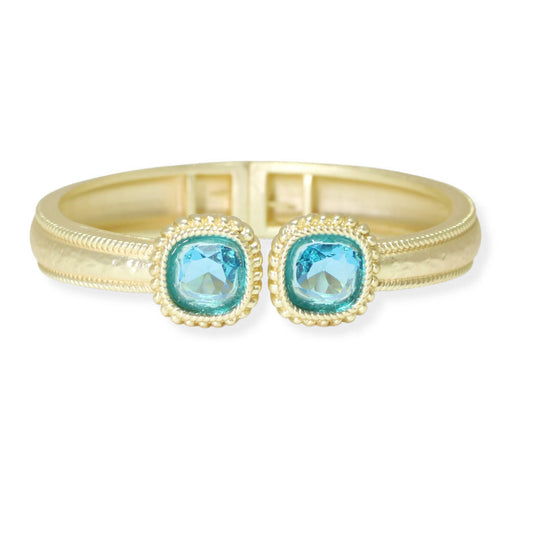 DY Inspired Gold Teal Large Stone Cuff Bracelet