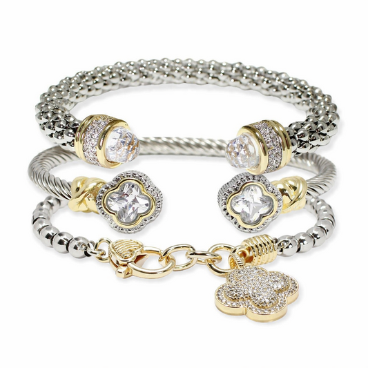 Clear Three Piece DY Bracelet Set