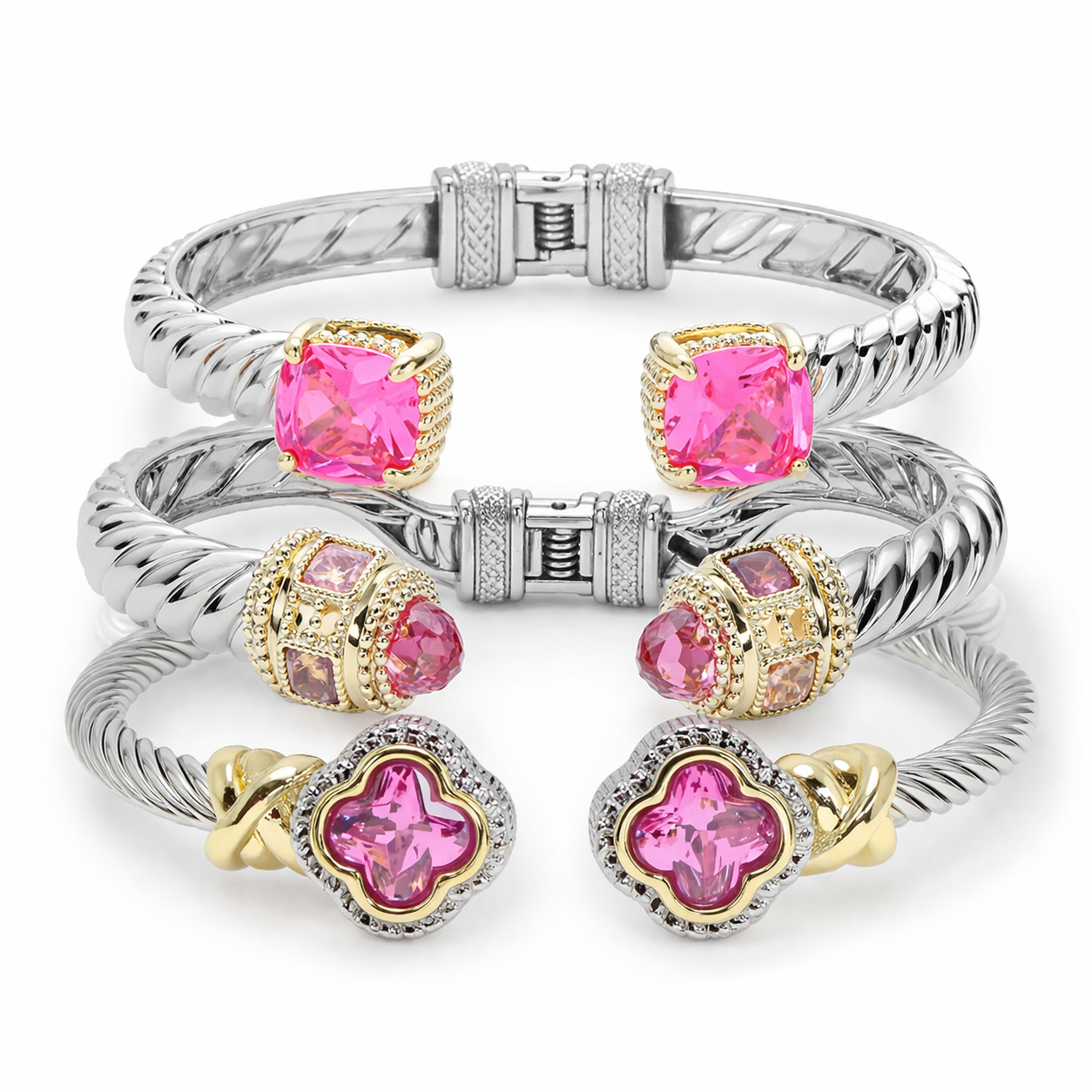 Pink Three Piece DY Inspired Cuff Set