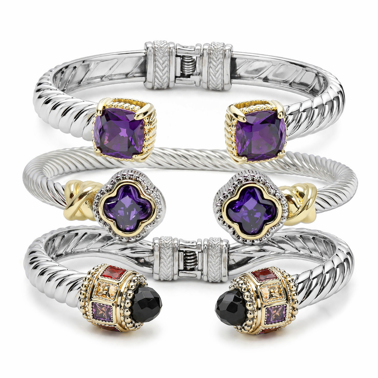 Purple Three Piece DY Inspired Bracelet Set