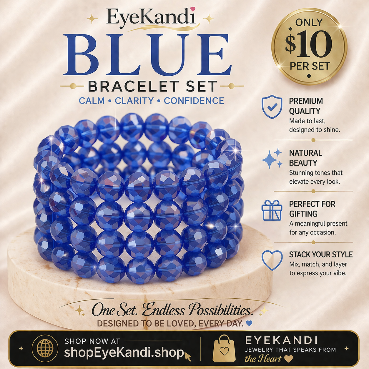 Four Piece Crystal Bracelet Set