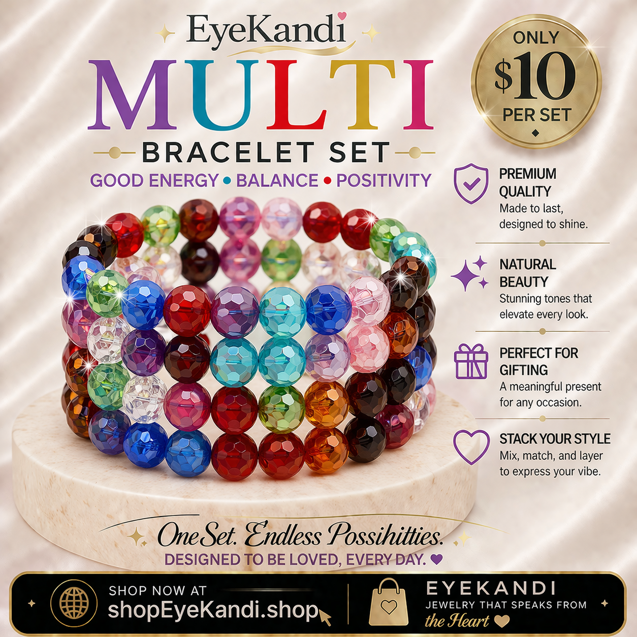 Four Piece Crystal Bracelet Set