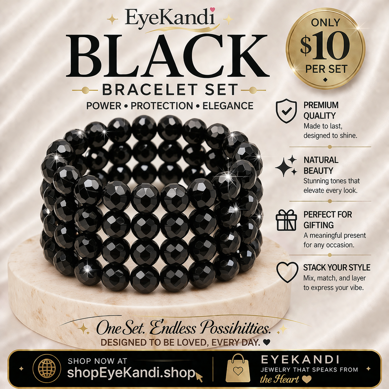 Four Piece Crystal Bracelet Set