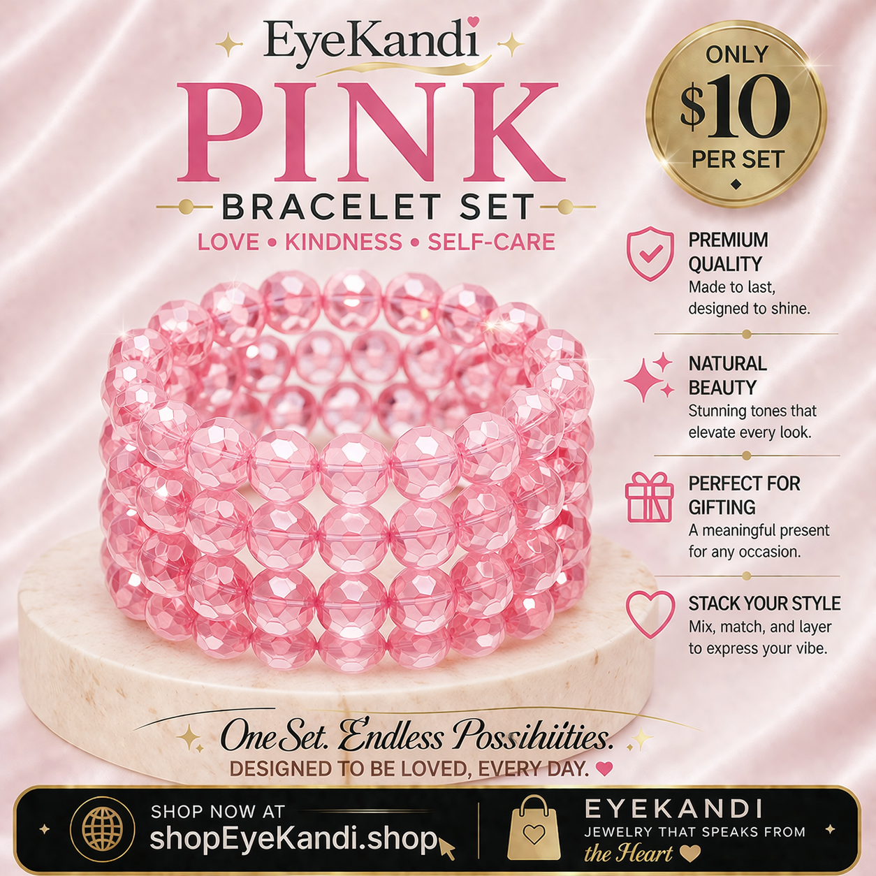 Four Piece Crystal Bracelet Set