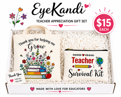 White Canvas Teacher Bag and Pouch Gift Set