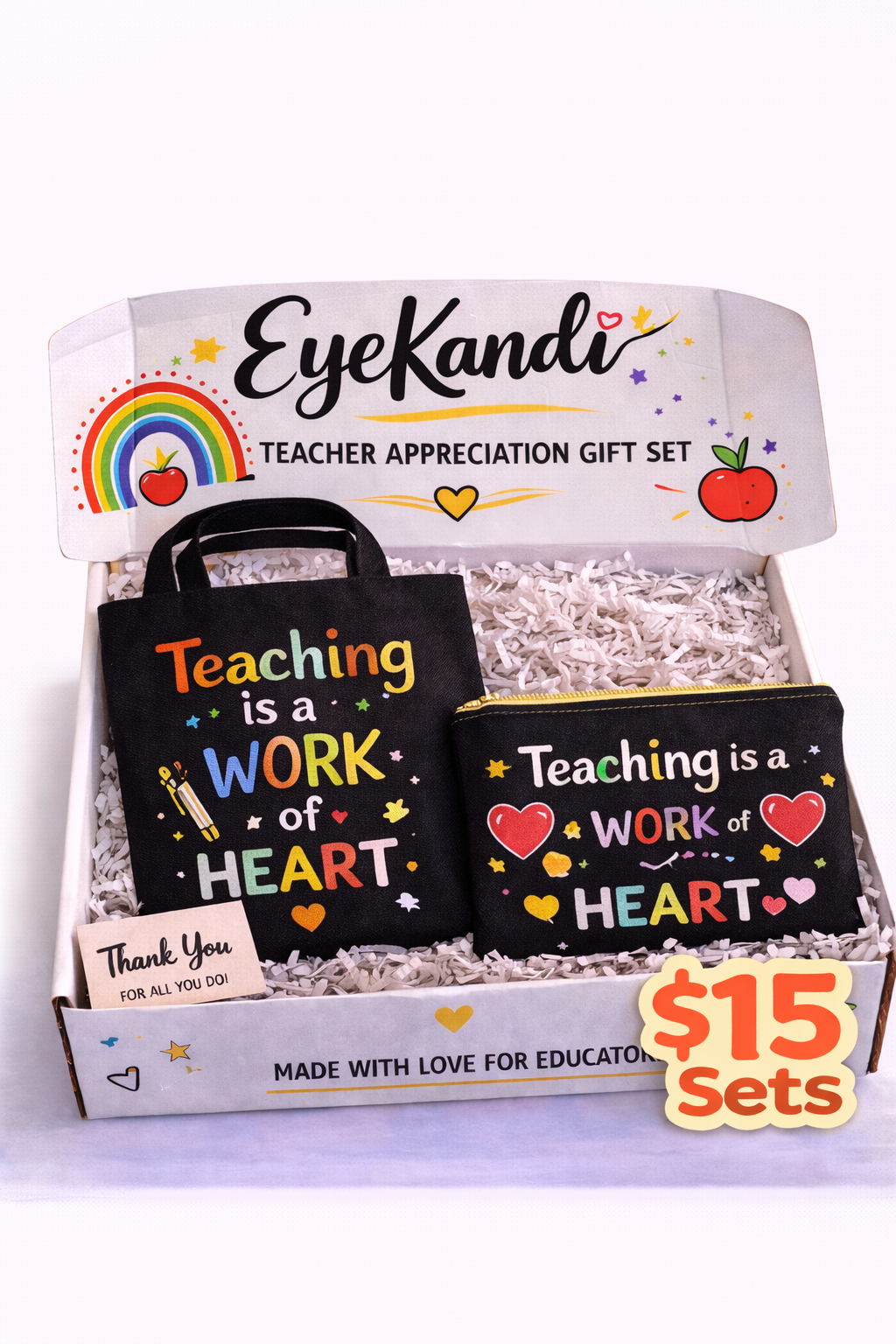 Black Canvas Teacher Bag and Pouch Set