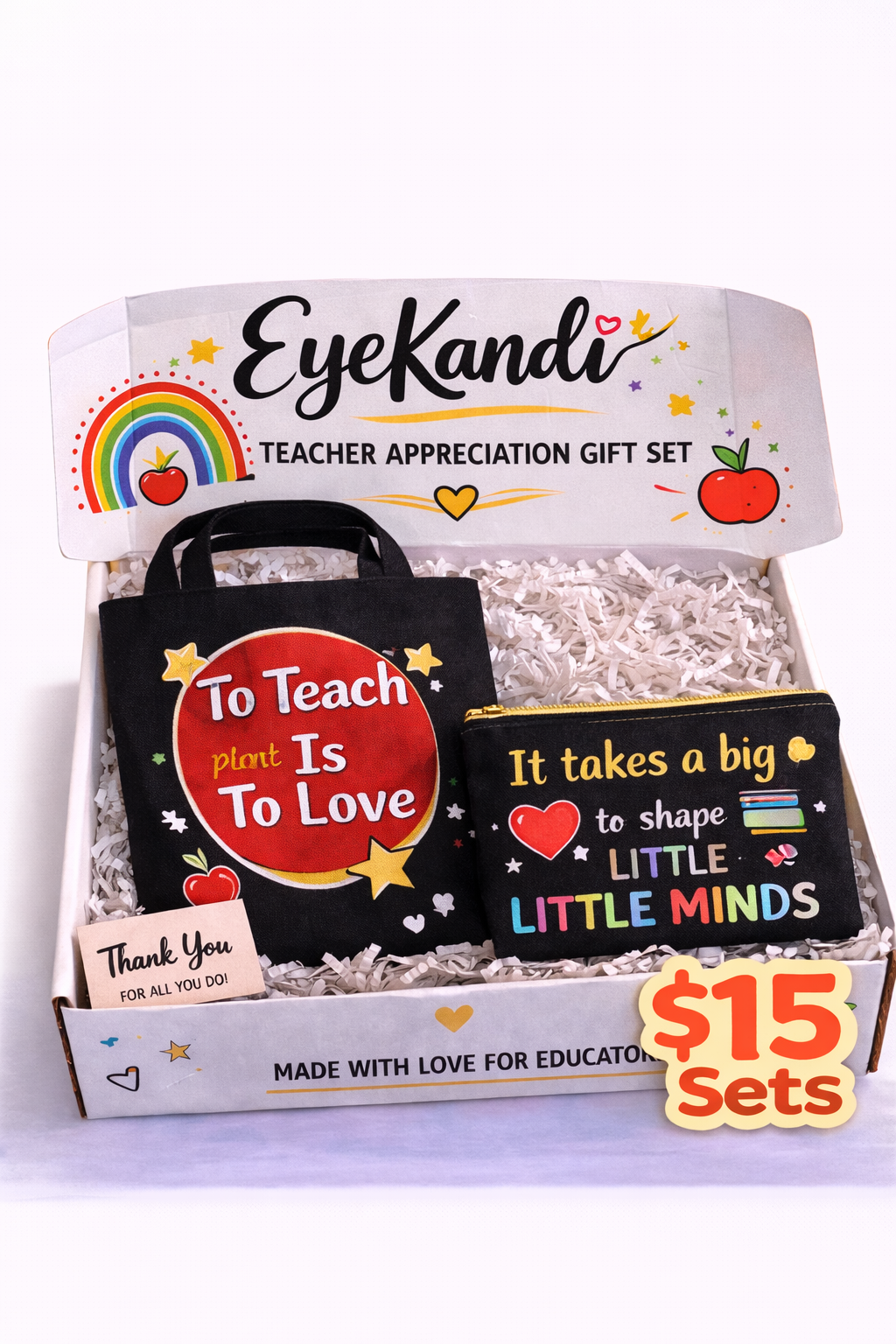 Black Canvas Teacher Bag and Pouch Set
