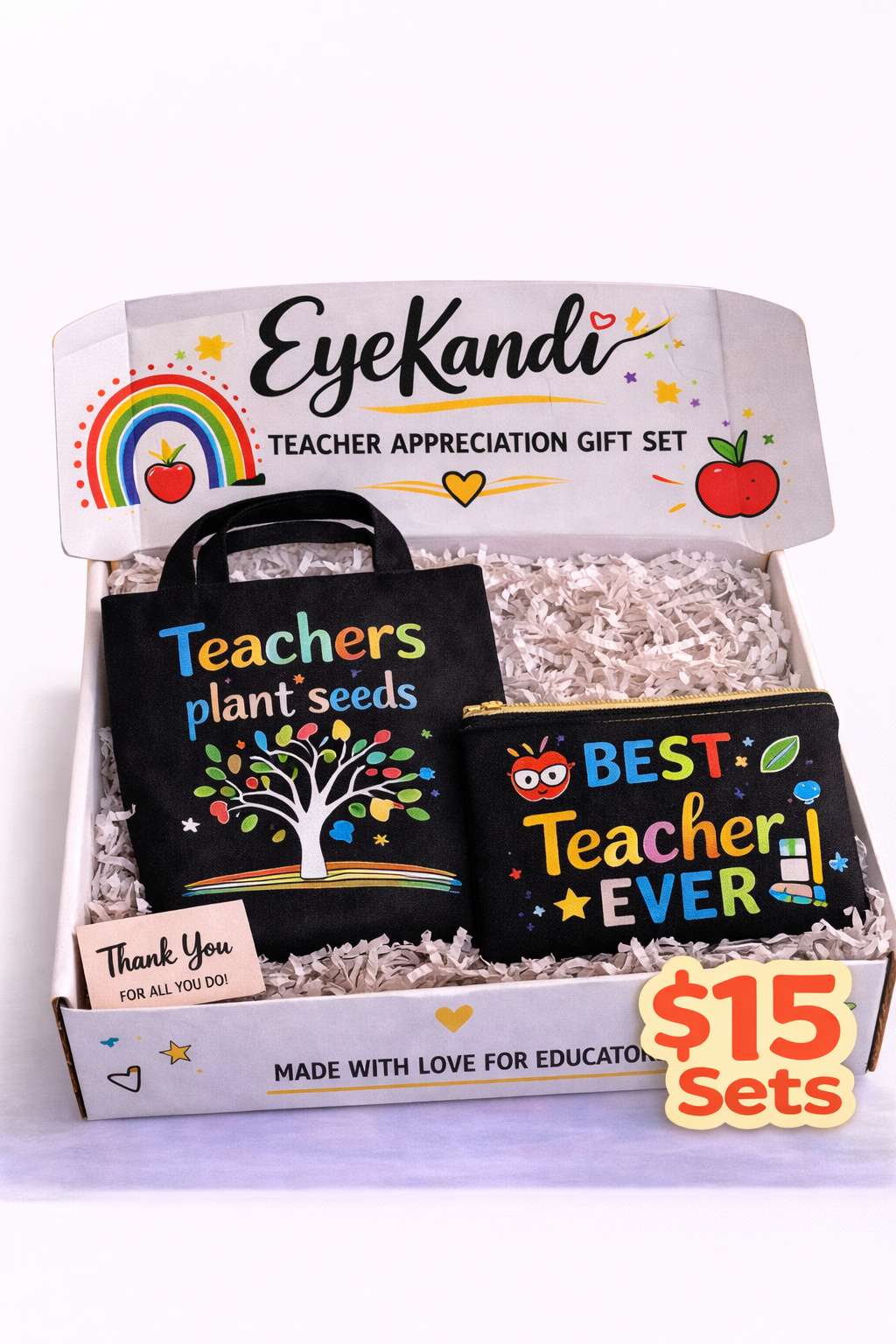 Black Canvas Teacher Bag and Pouch Set