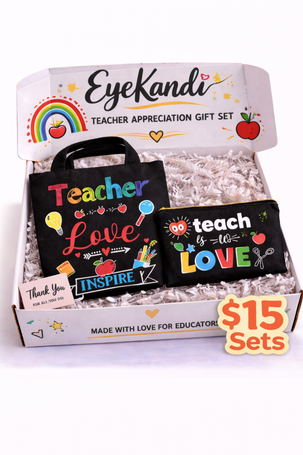 Black Canvas Teacher Bag and Pouch Set