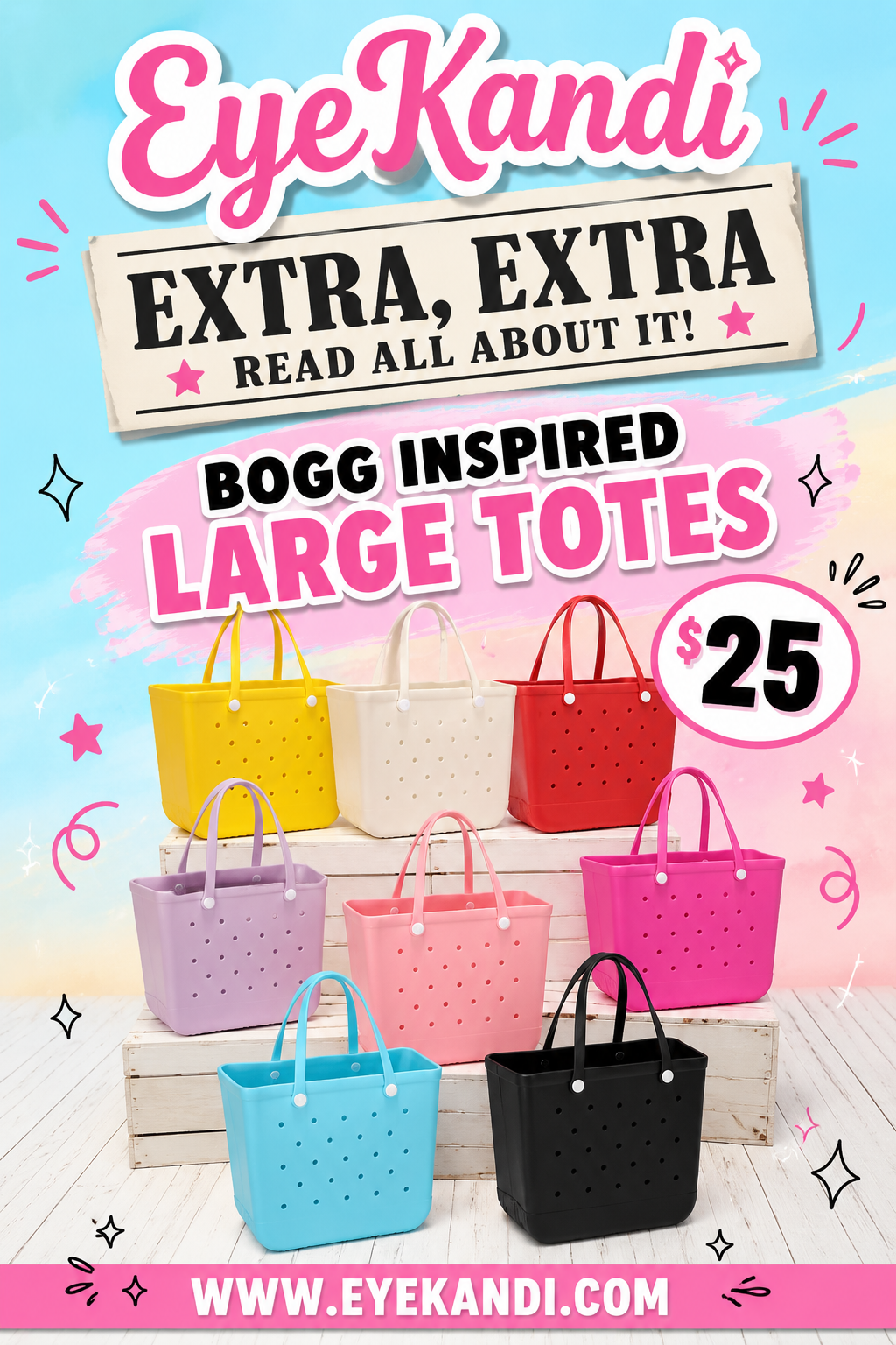 Large Bogg Inspired Tote Bag