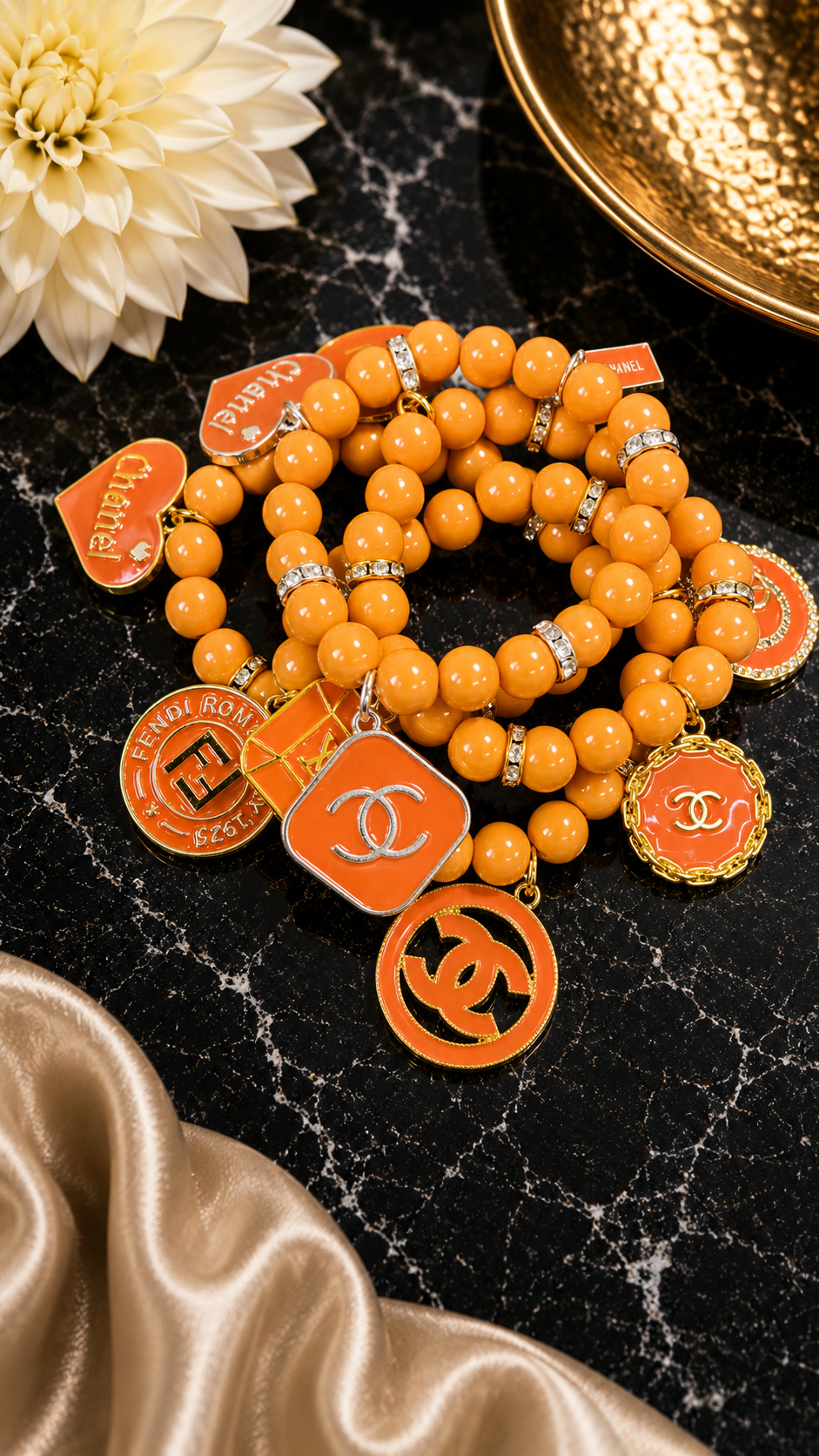 Orange Designer Four Piece Bracelet Set
