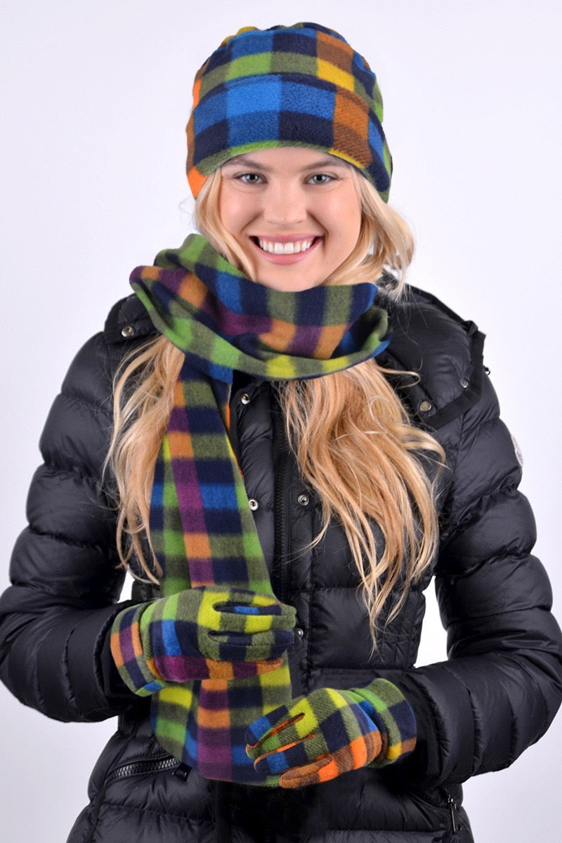 Three Piece Print Hat, Glove and Scarf Set