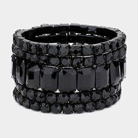 Emerald Cut Pave Stone Bracelet Stack