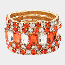 Emerald Cut Pave Stone Bracelet Stack