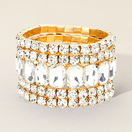 Emerald Cut Pave Stone Bracelet Stack