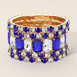 Emerald Cut Pave Stone Bracelet Stack