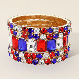 Emerald Cut Pave Stone Bracelet Stack