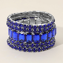 Emerald Cut Pave Stone Bracelet Stack