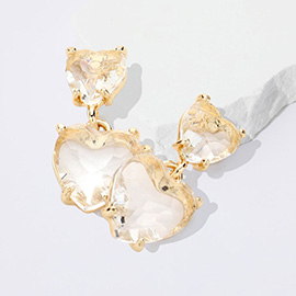 Double Heart Stone Earrings