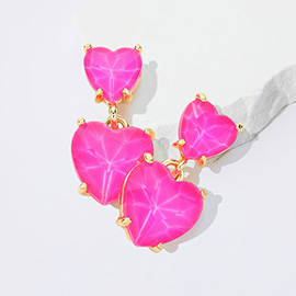 Double Heart Stone Earrings