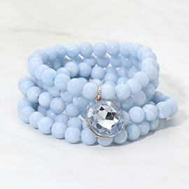 Eight Piece Beaded Crystal Charm Bracelet Set