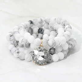 Eight Piece Beaded Crystal Charm Bracelet Set
