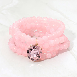 Eight Piece Beaded Crystal Charm Bracelet Set
