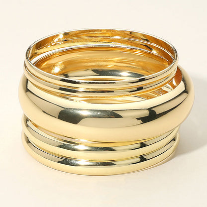 Five Piece Metal Multi Layered Bangle Bracelets