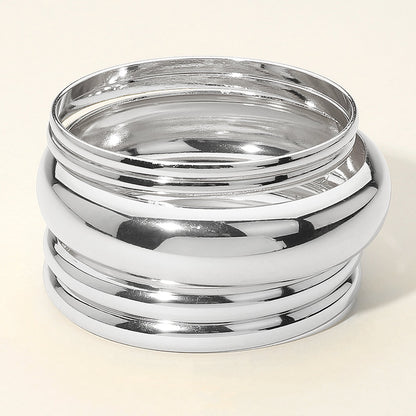 Five Piece Metal Multi Layered Bangle Bracelets