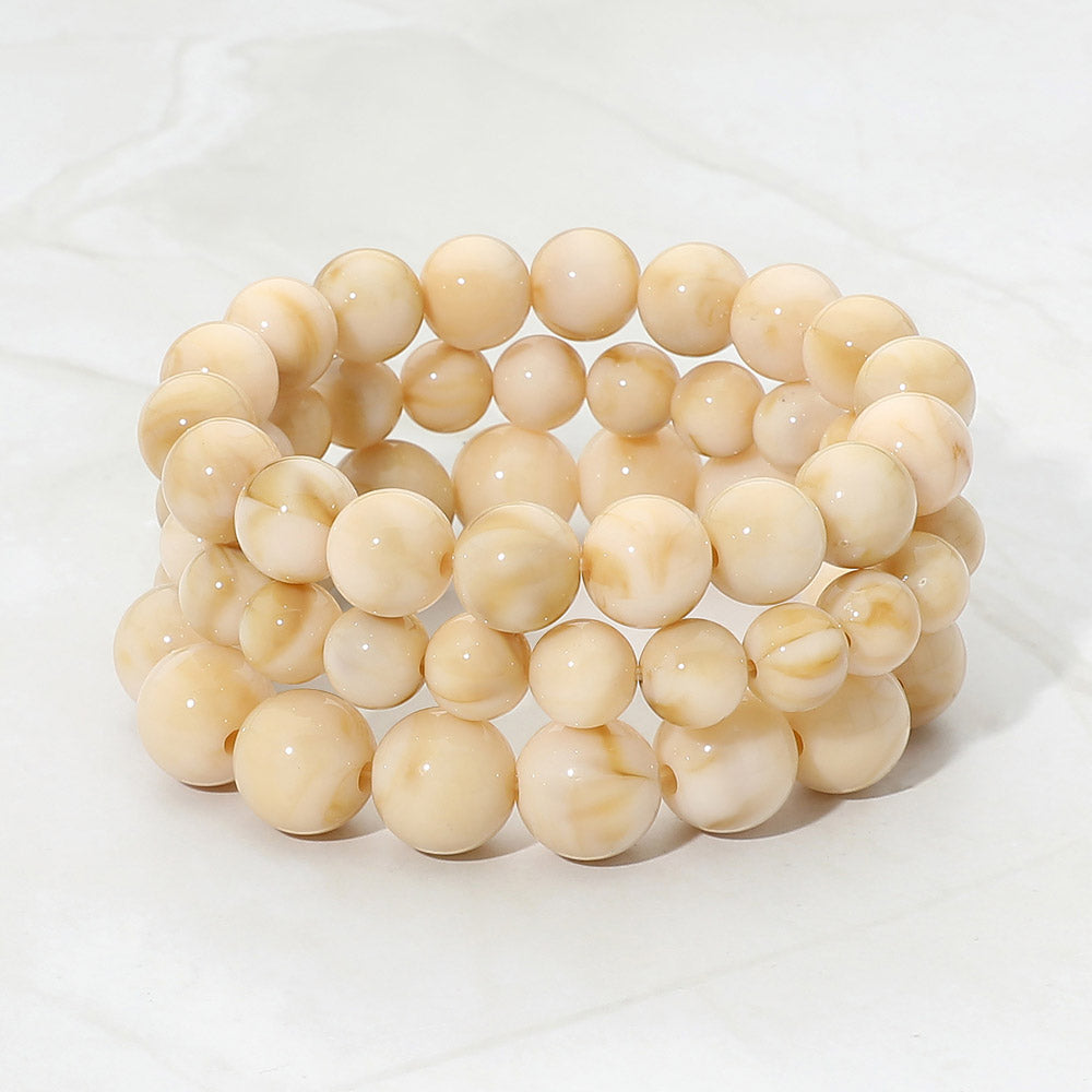 Three Piece Marbled Beaded Bracelet Set