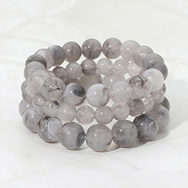 Three Piece Marbled Beaded Bracelet Set
