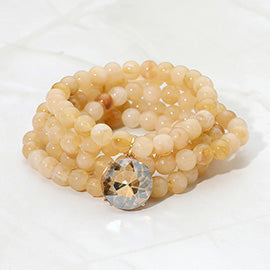Eight Piece Beaded Crystal Charm Bracelet Set