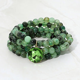 Eight Piece Beaded Crystal Charm Bracelet Set