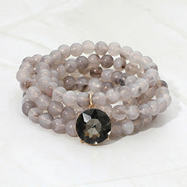 Eight Piece Beaded Crystal Charm Bracelet Set